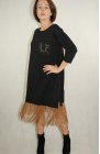 Czarna, bawełniana sukienka LaLeLi z beżową koronką