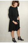 Ciocco - czarna sukienka Neri z grubej bawełny - szeroki pasek, dłuższy tył
