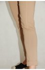 Ciocco - beżowe, wąskie spodnie bawełniane z mankietem