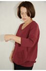 Ciocco - bordowa bluzka bawełniana z kieszonkami na przodzie