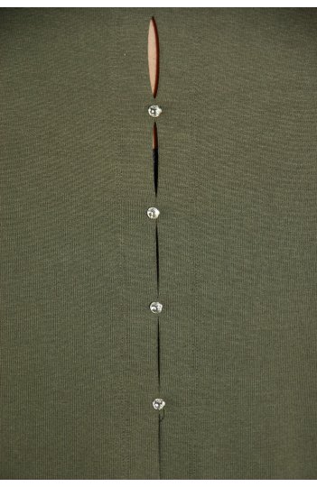 Ciocco - elegancka bluzka z wiskozy, zdobienie z tyłu, kolor khaki
