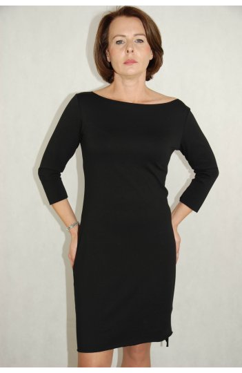 Ciocco - czarna sukienka typu etui, wykończenie laserowe