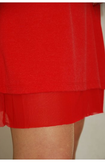 Ciocco - czerwona sukienka bawełniana wykończona tiulem