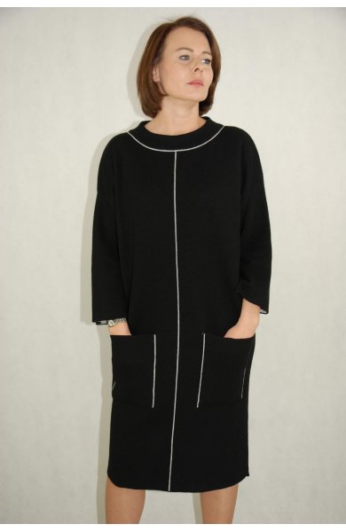Ancora Collection - czarna, wełniana sukienka Alisa