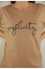 Ciocco - beżowa bluzka damska z napisem Simplicity