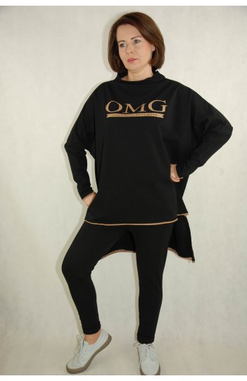 LaLeLi - czarna, dresowa bluza damska Plus Size