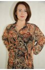 Tiulowa sukienka Plus Size - turecki wzór w odcieniach beżu