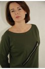 Ciocco - zielona bluzka damska z dekoracyjnym suwakiem na przodzie