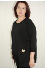 Ciocco - czarna, damska bluza dresowa z serduszkiem