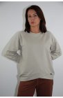 Ciocco - bawełniana bluza z asymetrycznym przodem w kolorze taupe