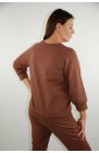 Ciocco - bawełniana bluza z asymetrycznym przodem w kolorze brązowym