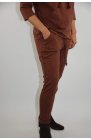 Ciocco - wąskie spodnie bawełniane z mankietem w kolorze brązowym