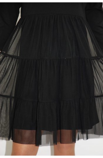 Ciocco - czarna sukienka z tiulowymi falbankami
