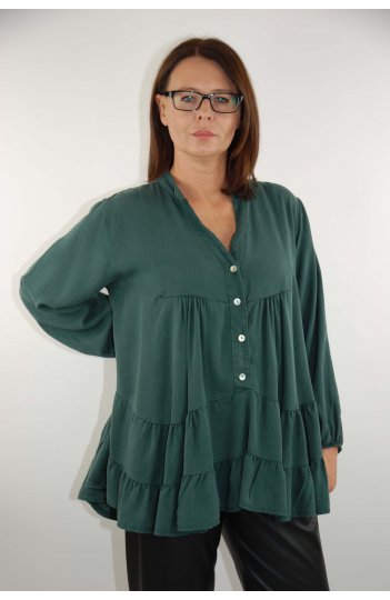 Zielona bluzka damska z falbankami