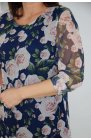 Granatowa sukienka tiulowa w róże - duże rozmiary