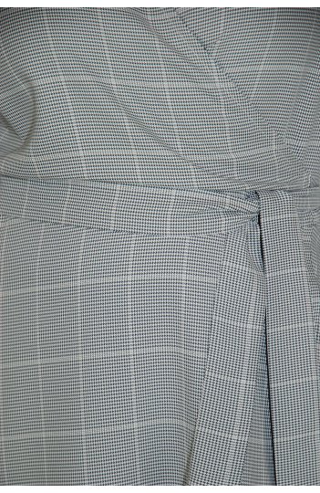 Terrastyll - kopertowa suknia maxi, biało-czarna kratka