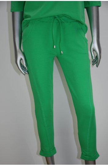 Ciocco - wąskie spodnie bawełniane z mankietem w kolorze soczystej zieleni