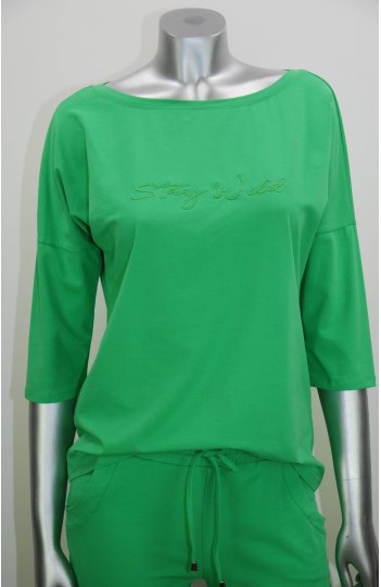 Ciocco - bawełniana bluzka damska z napisem w kolorze soczystej zieleni