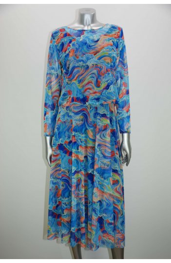 Damana - niebieska sukienka tiulowa w dużych rozmiarach