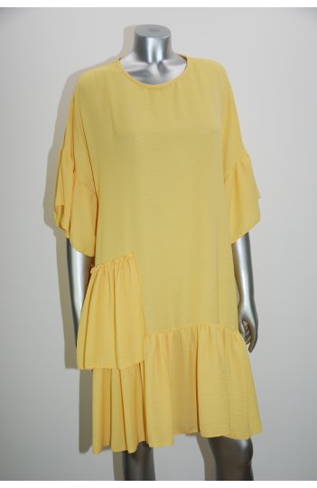 Żółta sukienka z falbankami - duże rozmiary