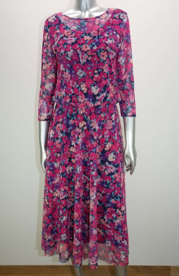 Damana - różowa sukienka w kwiaty, duże rozmiary